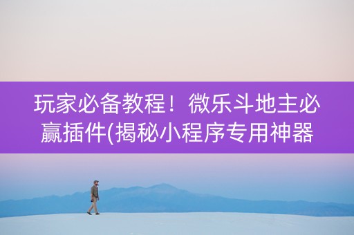 玩家必备教程！微乐斗地主必赢插件(揭秘小程序专用神器)