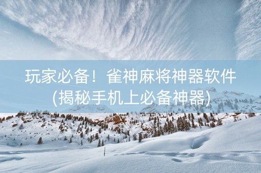 玩家必备！雀神麻将神器软件(揭秘手机上必备神器)