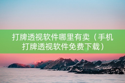 打牌透视软件哪里有卖（手机打牌透视软件免费下载）