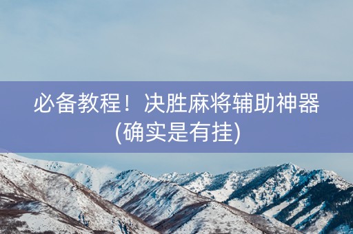 必备教程！决胜麻将辅助神器(确实是有挂)