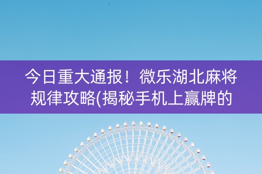 今日重大通报！微乐湖北麻将规律攻略(揭秘手机上赢牌的技巧)