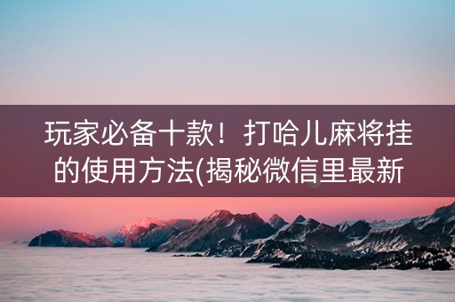 玩家必备十款！打哈儿麻将挂的使用方法(揭秘微信里最新神器下载)
