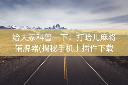 给大家科普一下！打哈儿麻将辅牌器(揭秘手机上插件下载)