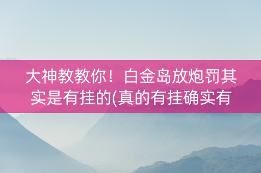 大神教教你！白金岛放炮罚其实是有挂的(真的有挂确实有挂)