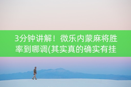 3分钟讲解！微乐内蒙麻将胜率到哪调(其实真的确实有挂)