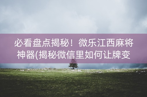 必看盘点揭秘！微乐江西麻将神器(揭秘微信里如何让牌变好)