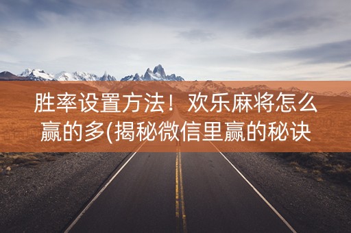 胜率设置方法！欢乐麻将怎么赢的多(揭秘微信里赢的秘诀)