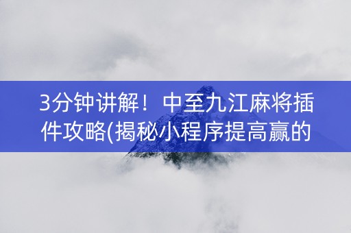 3分钟讲解！中至九江麻将插件攻略(揭秘小程序提高赢的概率)