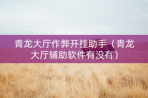 青龙大厅作弊开挂助手（青龙大厅辅助软件有没有）