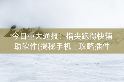 今日重大通报！指尖跑得快辅助软件(揭秘手机上攻略插件)