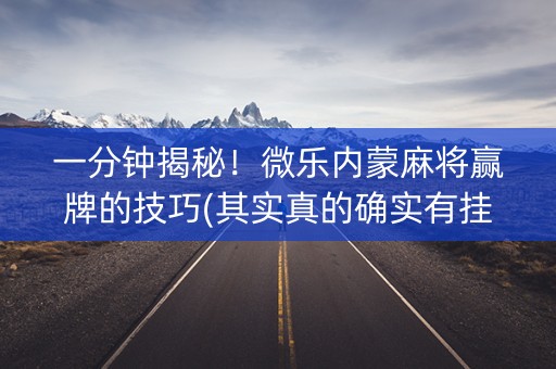 一分钟揭秘！微乐内蒙麻将赢牌的技巧(其实真的确实有挂)