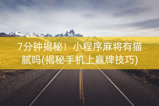 7分钟揭秘！小程序麻将有猫腻吗(揭秘手机上赢牌技巧)