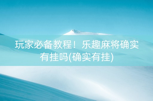 玩家必备教程！乐趣麻将确实有挂吗(确实有挂)