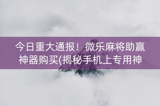 今日重大通报！微乐麻将助赢神器购买(揭秘手机上专用神器下载)