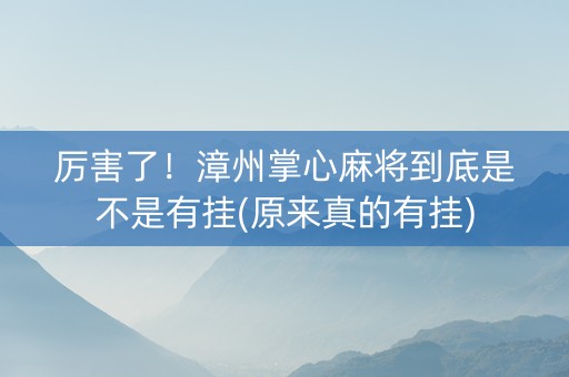 厉害了！漳州掌心麻将到底是不是有挂(原来真的有挂)
