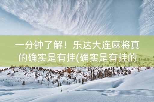 一分钟了解！乐达大连麻将真的确实是有挂(确实是有挂的)