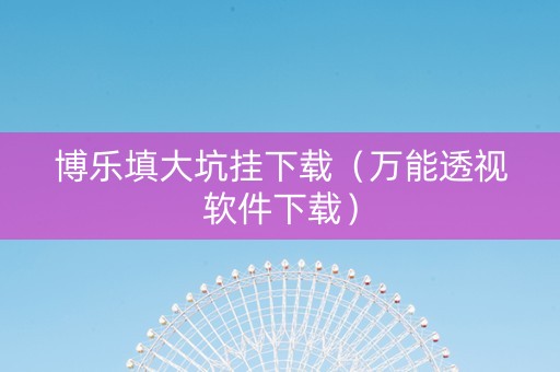 博乐填大坑挂下载（万能透视软件下载）