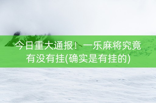 今日重大通报！一乐麻将究竟有没有挂(确实是有挂的)
