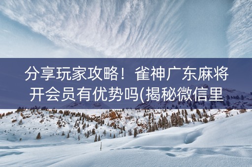 分享玩家攻略！雀神广东麻将开会员有优势吗(揭秘微信里输赢规律)