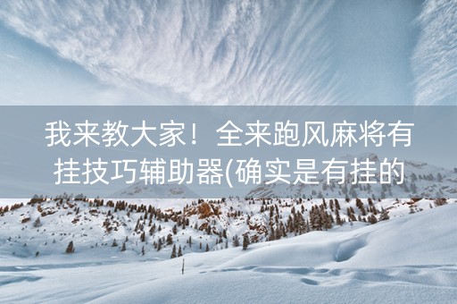 我来教大家！全来跑风麻将有挂技巧辅助器(确实是有挂的)