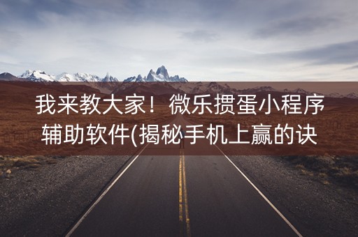 我来教大家！微乐掼蛋小程序辅助软件(揭秘手机上赢的诀窍)