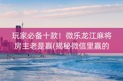 玩家必备十款！微乐龙江麻将房主老是赢(揭秘微信里赢的诀窍)