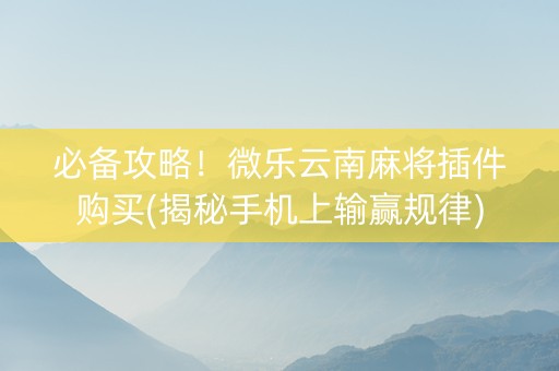 必备攻略！微乐云南麻将插件购买(揭秘手机上输赢规律)