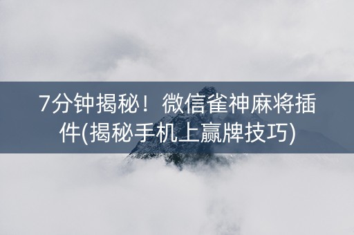7分钟揭秘！微信雀神麻将插件(揭秘手机上赢牌技巧)