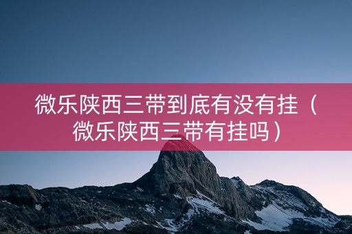 微乐陕西三带到底有没有挂（微乐陕西三带有挂吗）