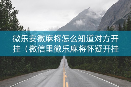 微乐安徽麻将怎么知道对方开挂（微信里微乐麻将怀疑开挂怎么查）