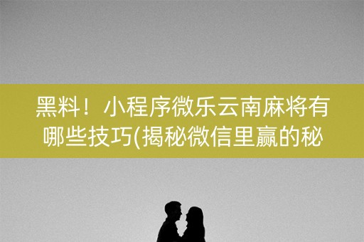 黑料！小程序微乐云南麻将有哪些技巧(揭秘微信里赢的秘诀)