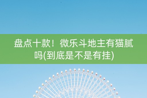 盘点十款！微乐斗地主有猫腻吗(到底是不是有挂)