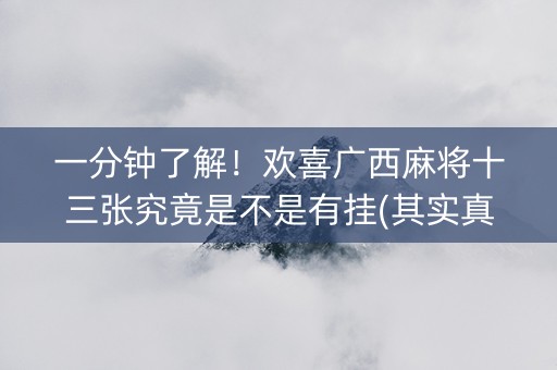 一分钟了解！欢喜广西麻将十三张究竟是不是有挂(其实真的有挂)