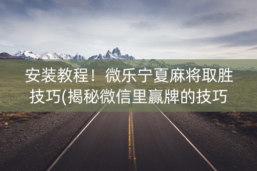 安装教程！微乐宁夏麻将取胜技巧(揭秘微信里赢牌的技巧)