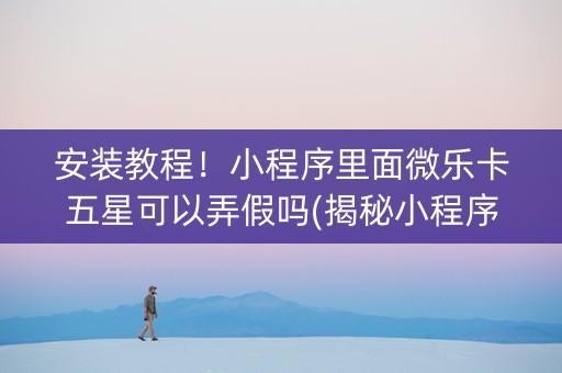 安装教程！小程序里面微乐卡五星可以弄假吗(揭秘小程序助攻神器)