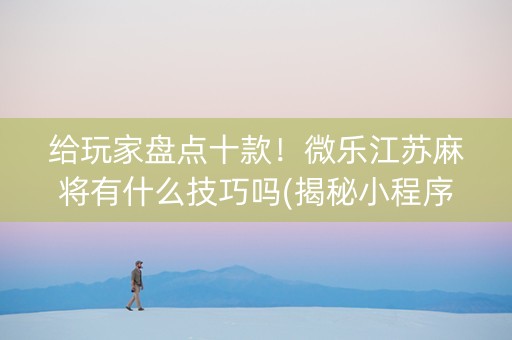 给玩家盘点十款！微乐江苏麻将有什么技巧吗(揭秘小程序必备神器)