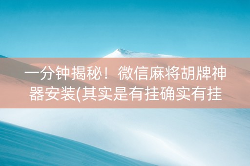 一分钟揭秘！微信麻将胡牌神器安装(其实是有挂确实有挂)