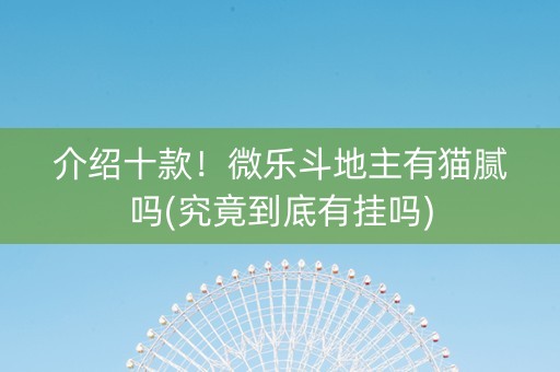 介绍十款！微乐斗地主有猫腻吗(究竟到底有挂吗)
