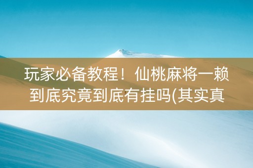 玩家必备教程！仙桃麻将一赖到底究竟到底有挂吗(其实真的确实有挂)