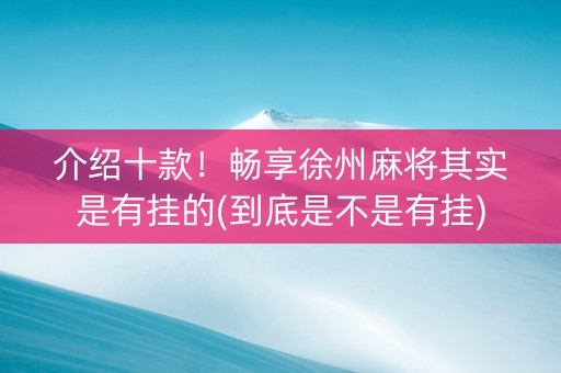 介绍十款！畅享徐州麻将其实是有挂的(到底是不是有挂)