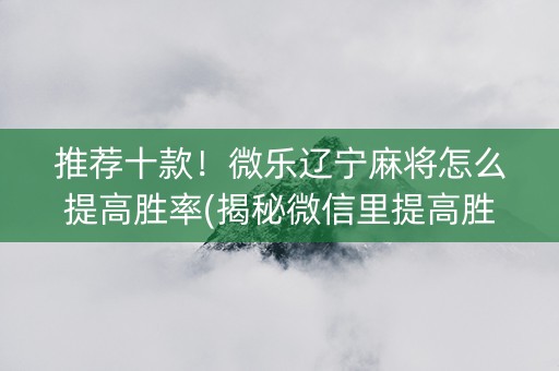推荐十款！微乐辽宁麻将怎么提高胜率(揭秘微信里提高胜率)