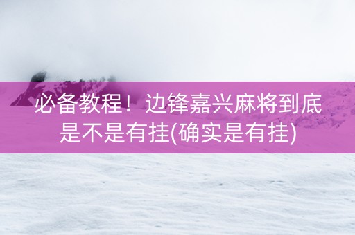 必备教程！边锋嘉兴麻将到底是不是有挂(确实是有挂)