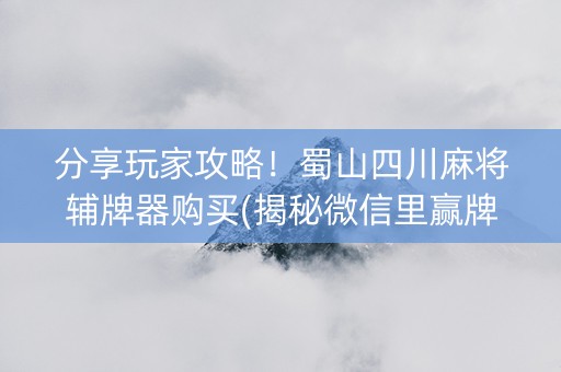 分享玩家攻略！蜀山四川麻将辅牌器购买(揭秘微信里赢牌技巧)