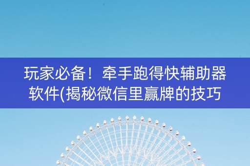 玩家必备！牵手跑得快辅助器软件(揭秘微信里赢牌的技巧)