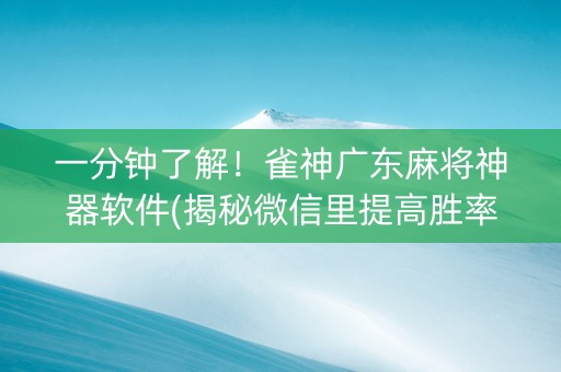 一分钟了解！雀神广东麻将神器软件(揭秘微信里提高胜率)