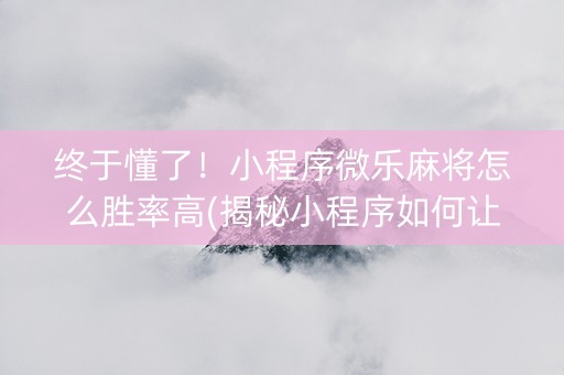 终于懂了！小程序微乐麻将怎么胜率高(揭秘小程序如何让牌变好)