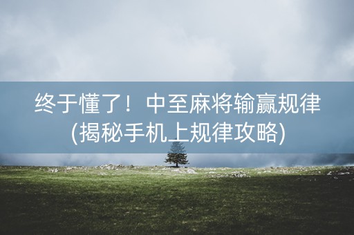 终于懂了！中至麻将输赢规律(揭秘手机上规律攻略)