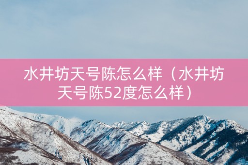 水井坊天号陈怎么样（水井坊天号陈52度怎么样）