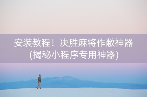 安装教程！决胜麻将作敝神器(揭秘小程序专用神器)