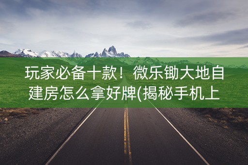 玩家必备十款！微乐锄大地自建房怎么拿好牌(揭秘手机上确实有猫腻)